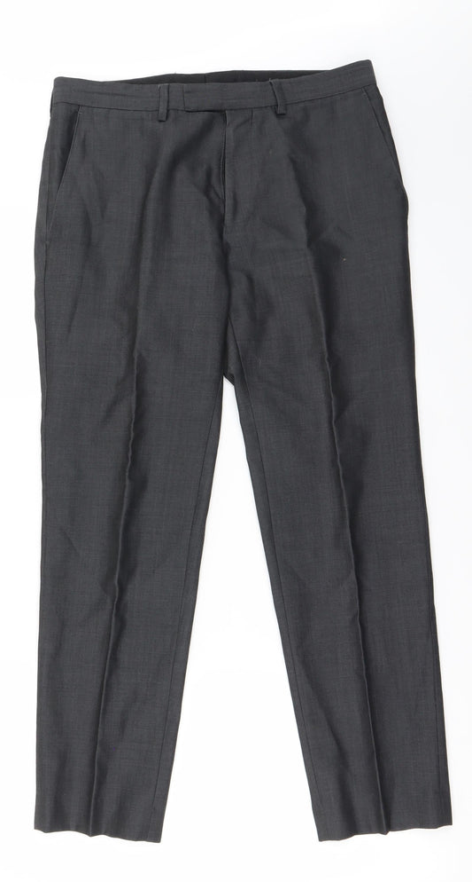John Lewis Mens Grey Paisley Trousers Size 30 in L26 in