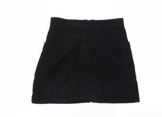Topshop Womens Black A-Line Skirt Size 8