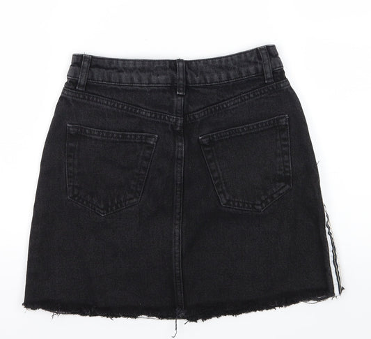 Denim & Co. Womens Black Striped Denim A-Line Skirt Size 4