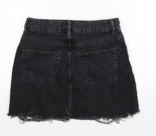 Topshop Womens Black Denim A-Line Skirt Size 8