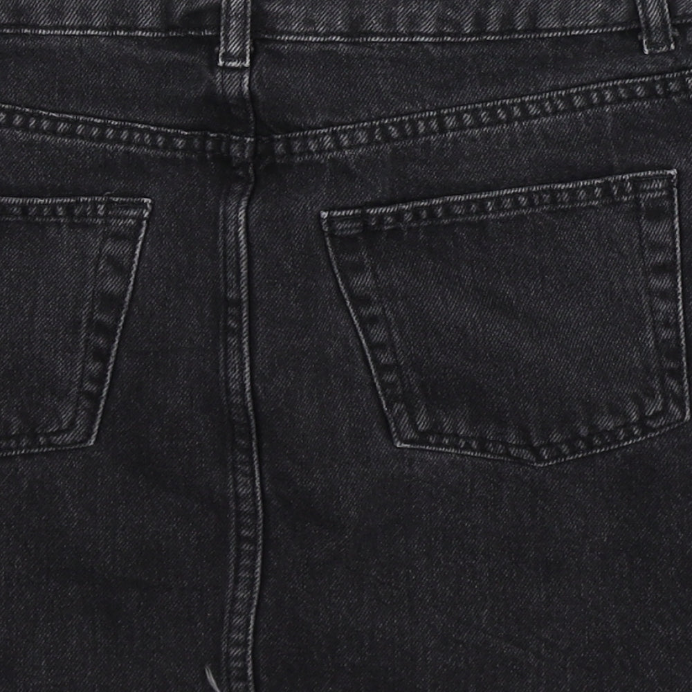 Topshop Womens Black Denim A-Line Skirt Size 8