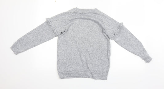 Preworn Girls Grey Houndstooth Pullover Sweatshirt Size 10 Years - unicorn