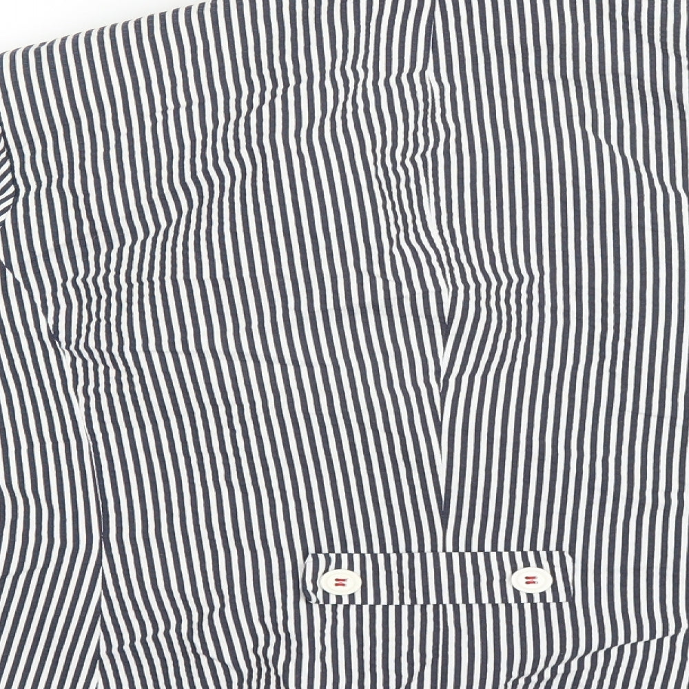 Coercion Womens White Striped Overcoat Jacket Size 18