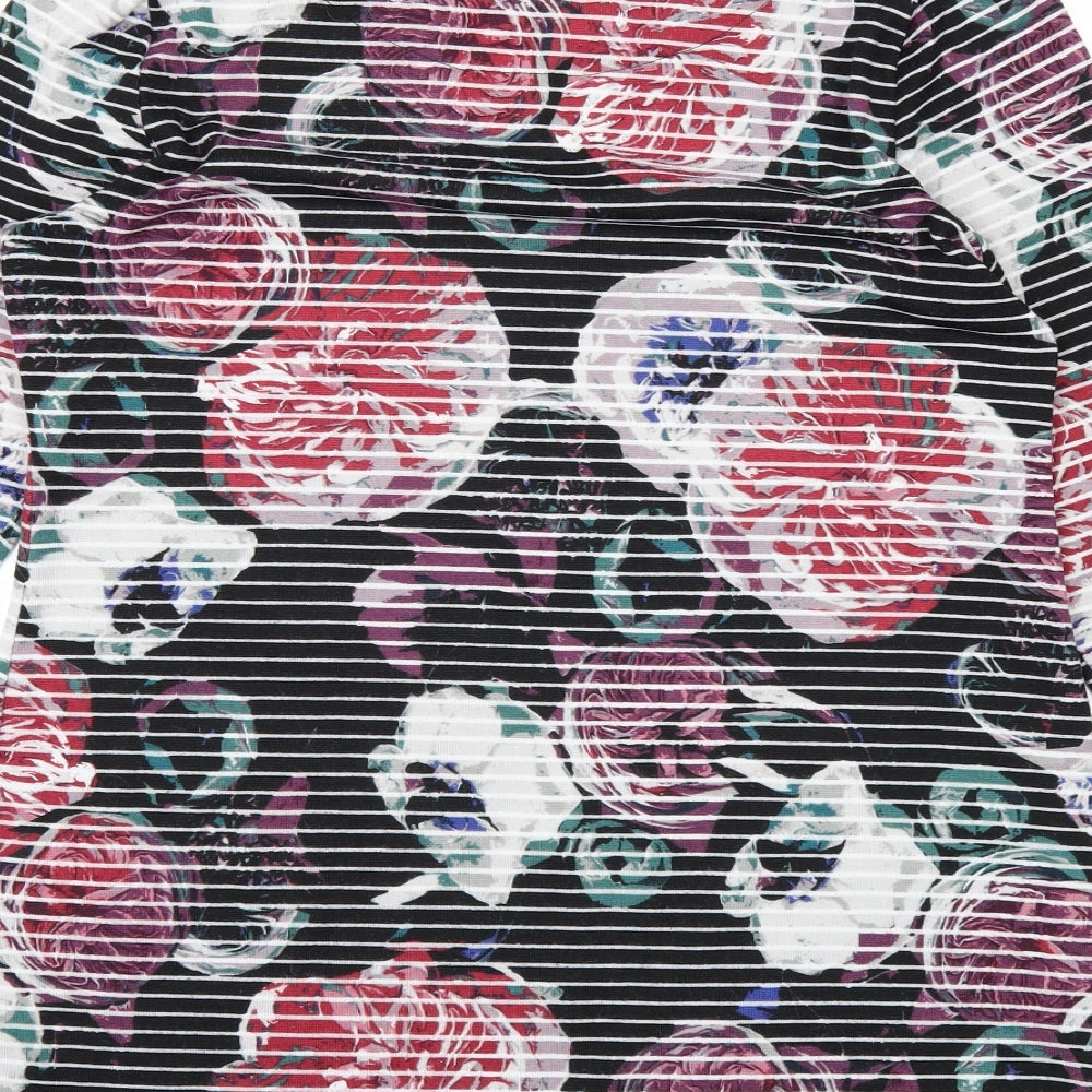 Marks and Spencer Womens Black Floral Basic T-Shirt Size 14