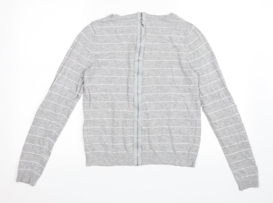 Warehouse Womens Grey Striped Pullover Jumper Size 12