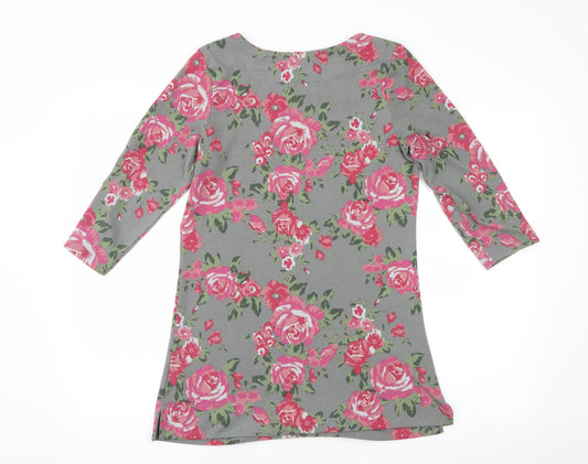 D&Co. Womens Grey Floral Jumper Dress Size XS
