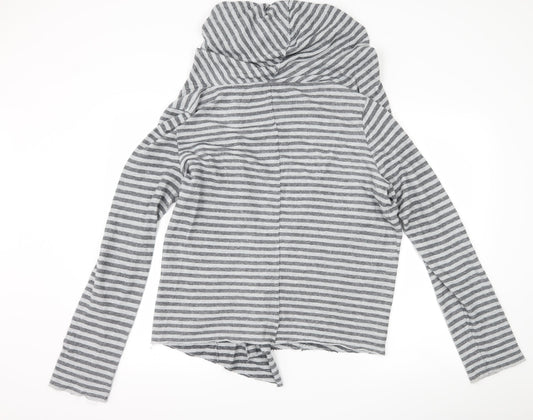 H&M Womens Grey Striped Jacket Coatigan Size S