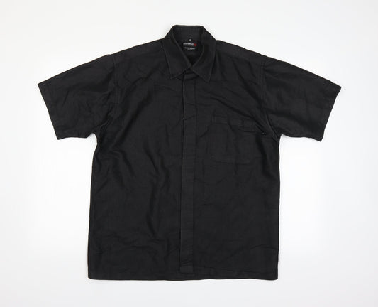 Black Blue Mens Black Button-Up Size M