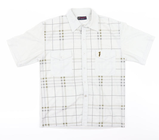 KAIDITE Mens Beige Check Button-Up Size L
