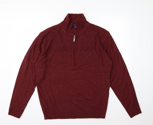 Premier man Mens Red Knit Pullover Jumper Size M