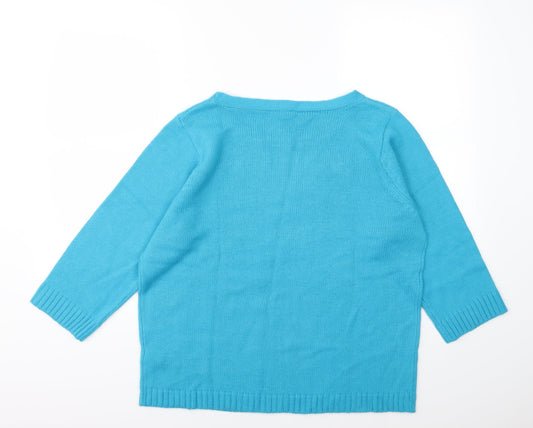 Note Womens Blue Knit Pullover Jumper Size 16