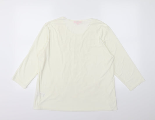 Julipa Womens Ivory Basic Blouse Size 16 - Sequin