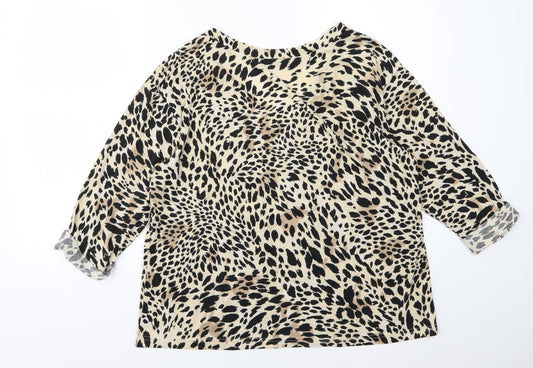 Supre Womens Brown Animal Print Jersey Basic T-Shirt Size S - oversized