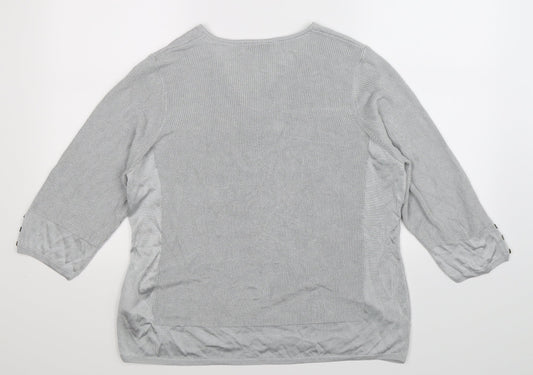 Per Una Womens Silver Knit Pullover Jumper Size 20