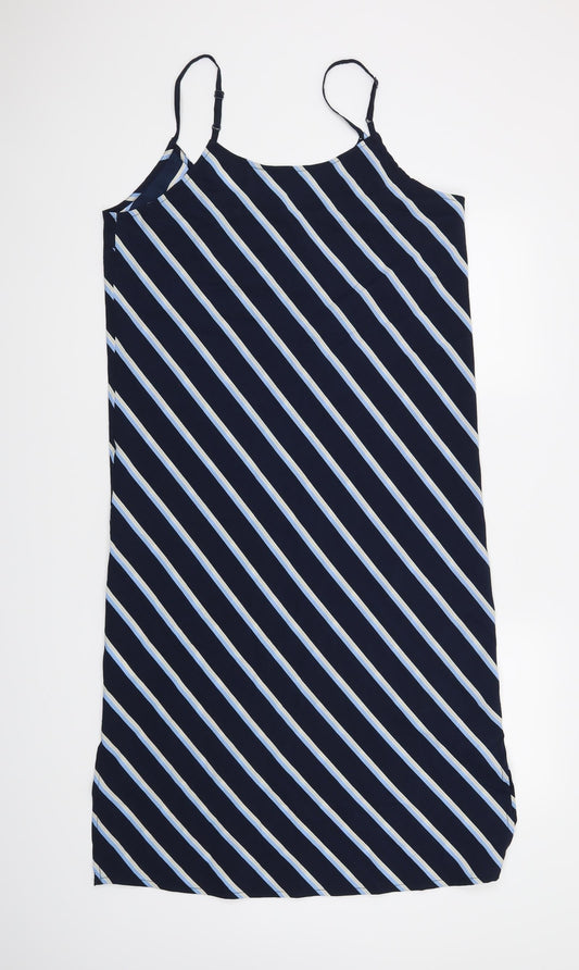 New Look Womens Blue Striped A-Line Size 14