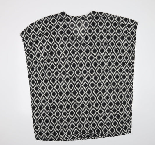 H&M Womens Black Argyle/Diamond Basic Blouse Size L