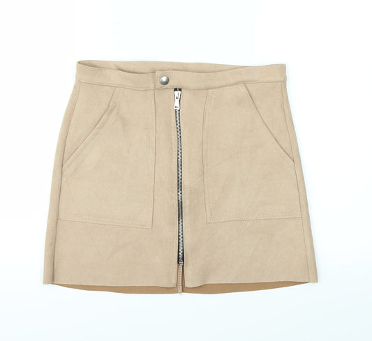 Preworn Womens Beige A-Line Skirt Size S