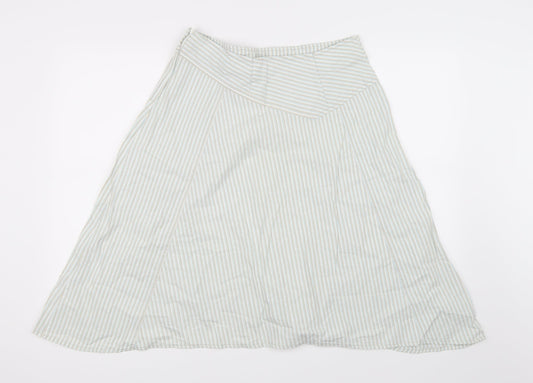H&M Womens Green Striped Skater Skirt Size 14