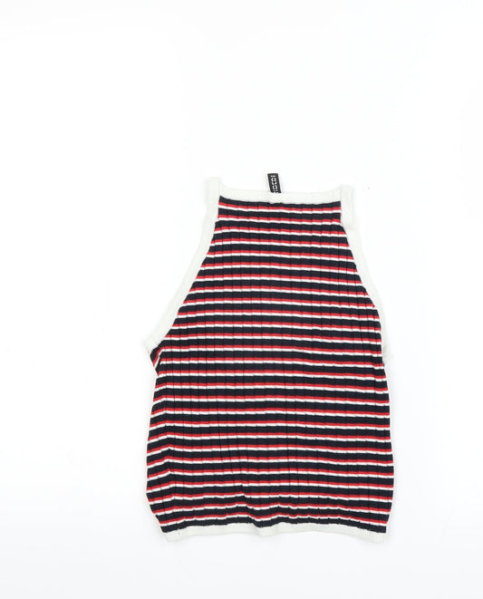 Divided Womens Multicoloured Striped Basic Tank Size 8