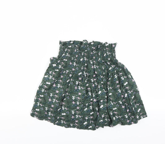Dunnes Stores Girls Green Floral A-Line Skirt Size 10 Years