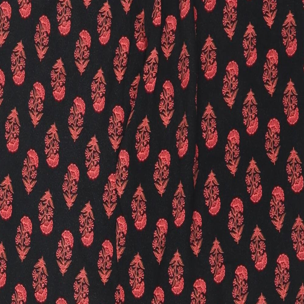 Red Herring Womens Black Floral Trousers Size 14 L28 in