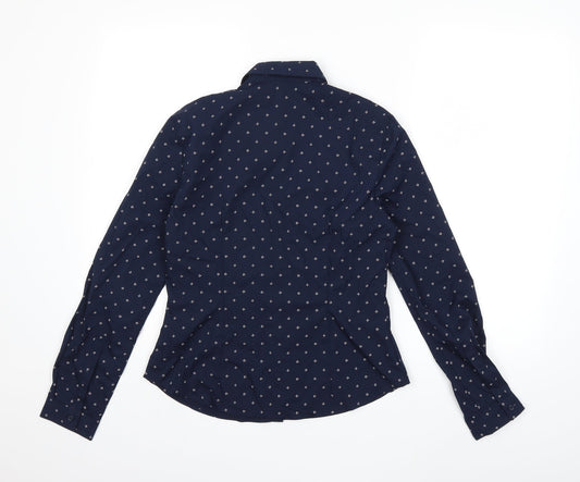Marks and Spencer Womens Blue Geometric Basic Button-Up Size 8