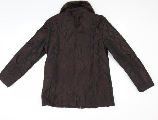 Affinites Womens Brown Motorcycle Jacket Coat Size M