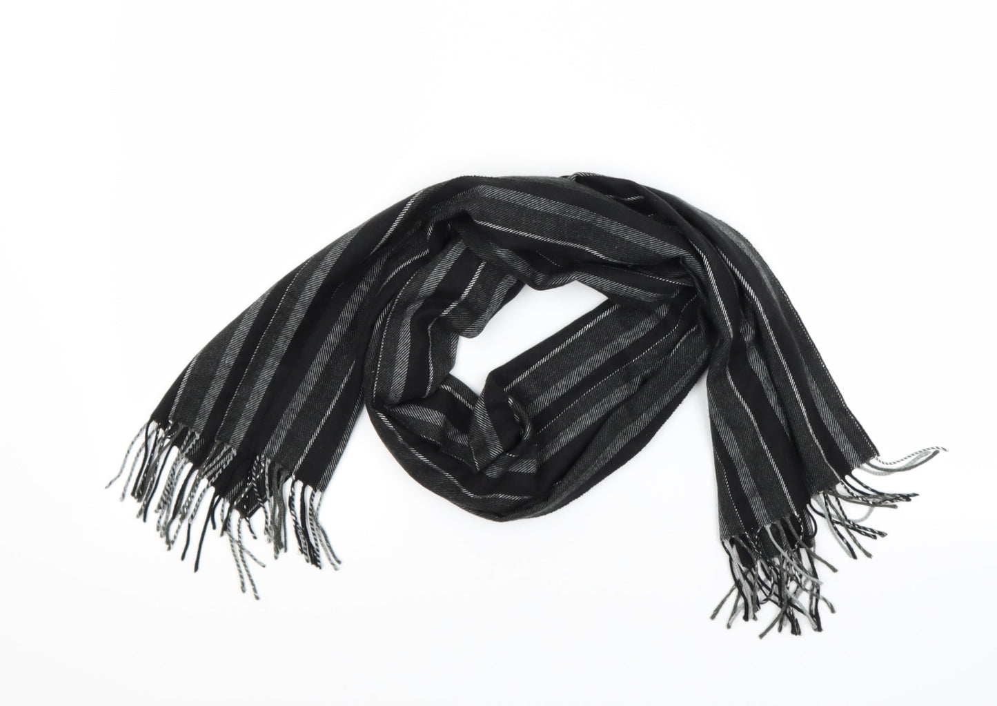 John Ashford Unisex Grey Striped Scarf Size Regular