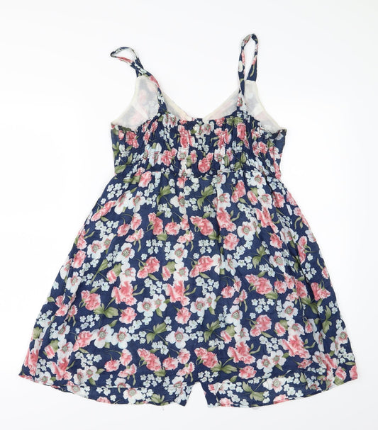 159 ma Womens Blue Floral Woven A-Line Size M
