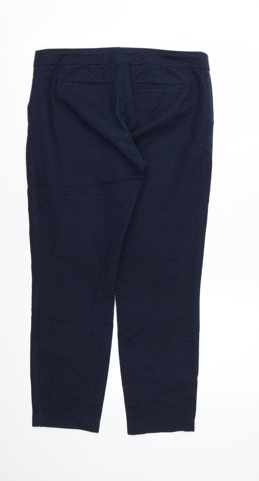 Preworn Womens Blue Polka Dot Cropped Trousers Size 32 in L27 in
