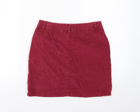 Missguided Womens Red Corduroy A-Line Skirt Size 10