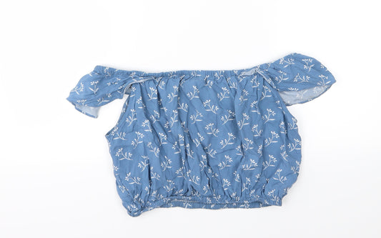 New Look Womens Blue Floral Jersey Basic T-Shirt Size 10