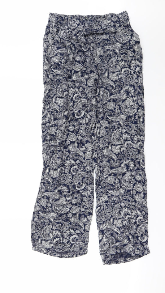 louise marnay Womens Blue Floral Trousers Size 12 L25 in