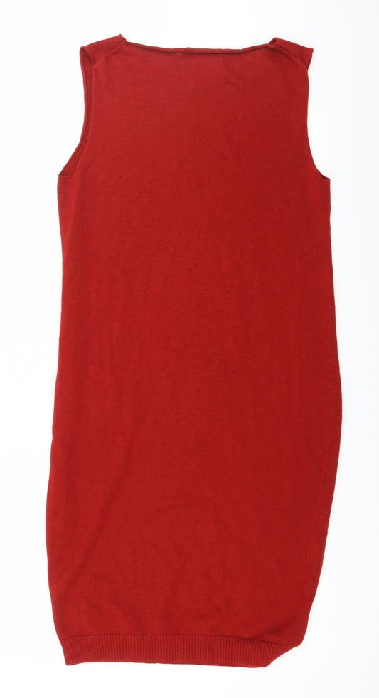 Caishangfeng Womens Red Knit Jumper Dress Size L