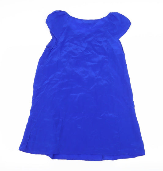Topshop Womens Blue Satin Sheath Size 8