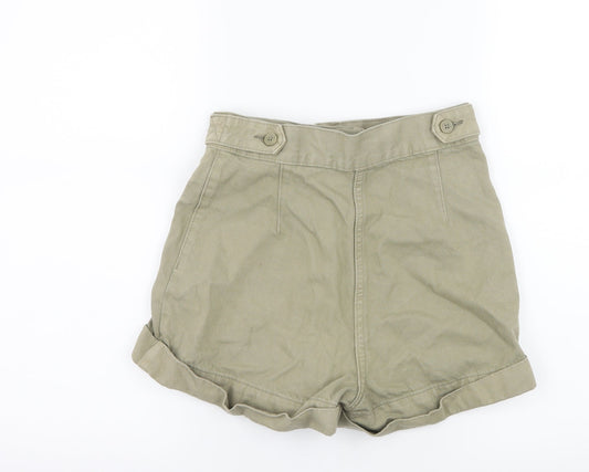 Weekday Womens Green Denim Hot Pants Shorts Size 6