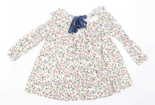 Arim Closet Girls Ivory Floral Skater Dress Size S