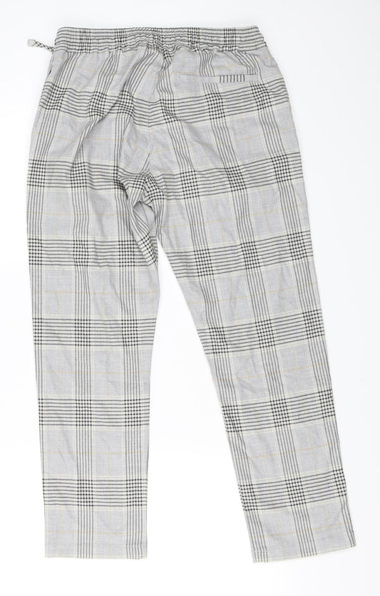 Topman Mens Grey Check Cropped Trousers Size 30 in L30 in