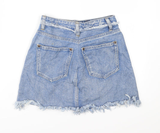 Boohoo Womens Blue Denim A-Line Skirt Size 6