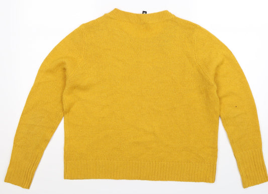 Divided Womens Yellow Knit Pullover Jumper Size M