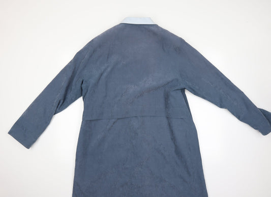 Preworn Womens Blue Houndstooth Overcoat Coat Size 14