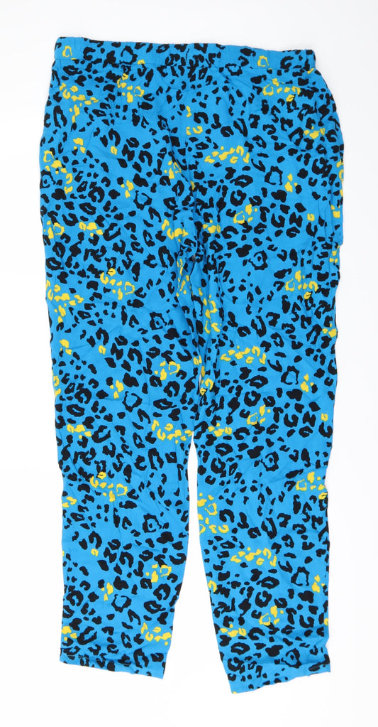 Papaya Womens Blue Animal Print Trousers Size 10 L27 in