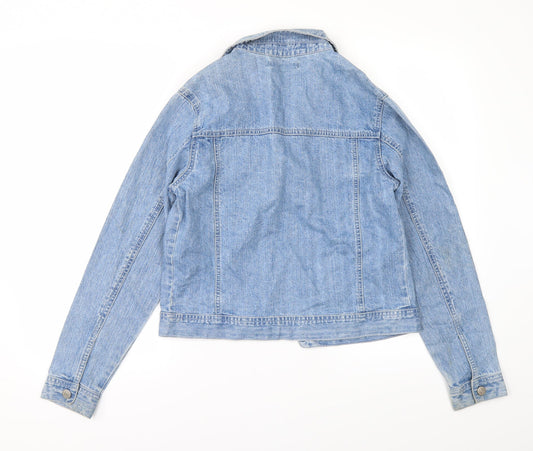George Womens Blue Denim Overcoat Coat Size S