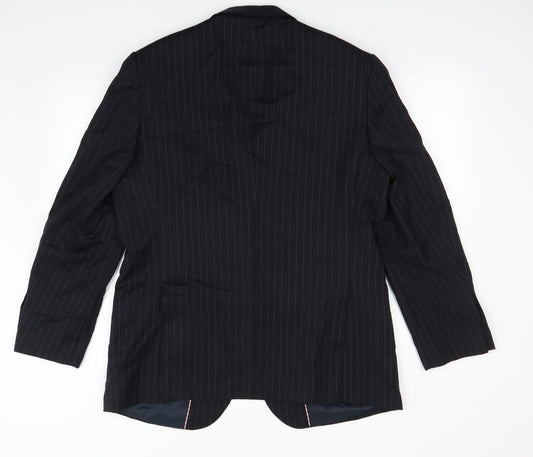 Preworn Mens Black Striped Jacket Blazer Size L