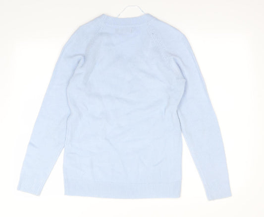 b. young Womens Blue Henley Jumper Size S
