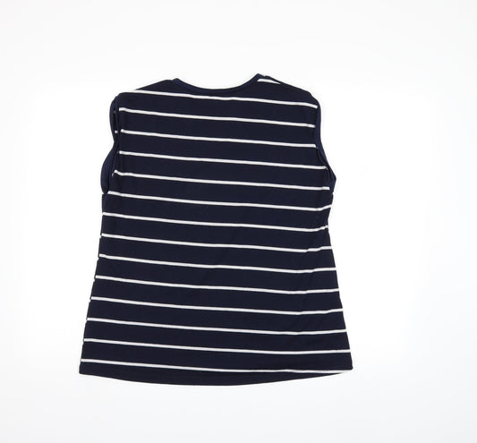 cross roads Womens Blue Striped Basic T-Shirt Size S