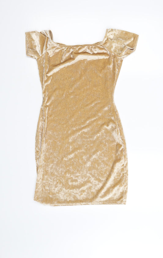Missguided Womens Yellow Fit & Flare Size 8