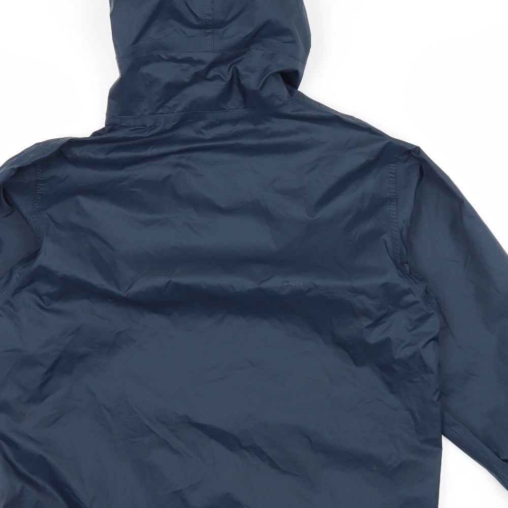 Brand and care label for Quechua boys’ blue jacket, size 12, years