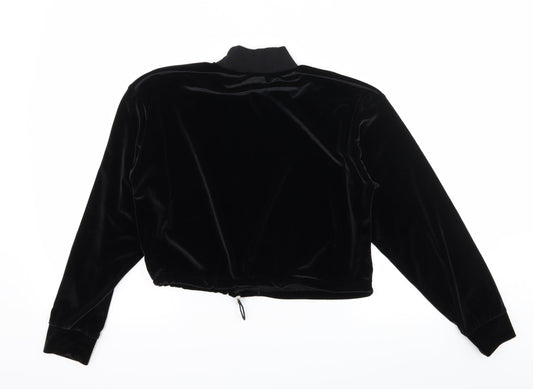 Topshop Womens Black Velvet Pullover Sweatshirt Size 6