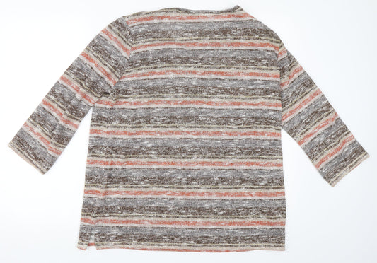 EWM Womens Orange Striped Pullover Jumper Size 18